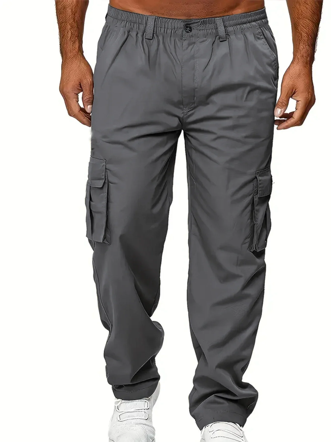 Calças de carga masculinas sweatpants ao ar livre solto em linha reta calças compridas verão casual multi-bolso durável workwear calças masculinas