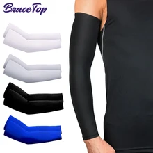 

BraceTop 1 Pair Cooling Arm Sleeves Cover Sports Running UV Sun Protection Outdoor Men Fishing Cycling Sleeves for Hide Tattoos