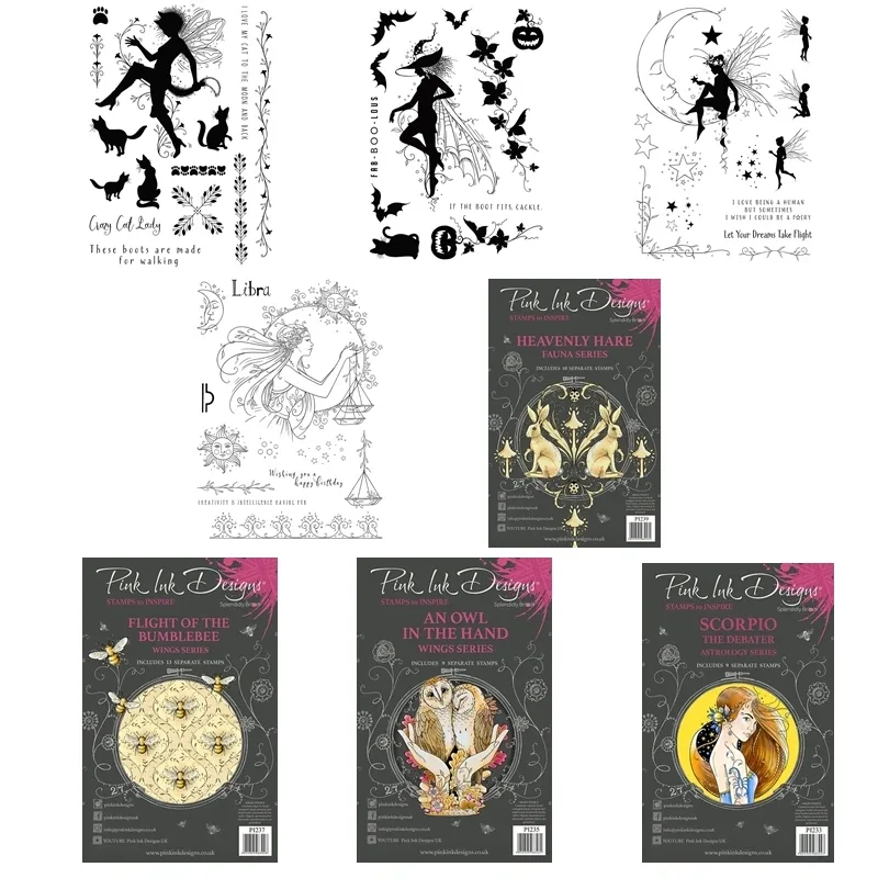 Sello transparente para álbum de recortes de Halloween, sello transparente con forma de luna, hada Libra, para hacer tarjetas artesanales, novedad de 2023
