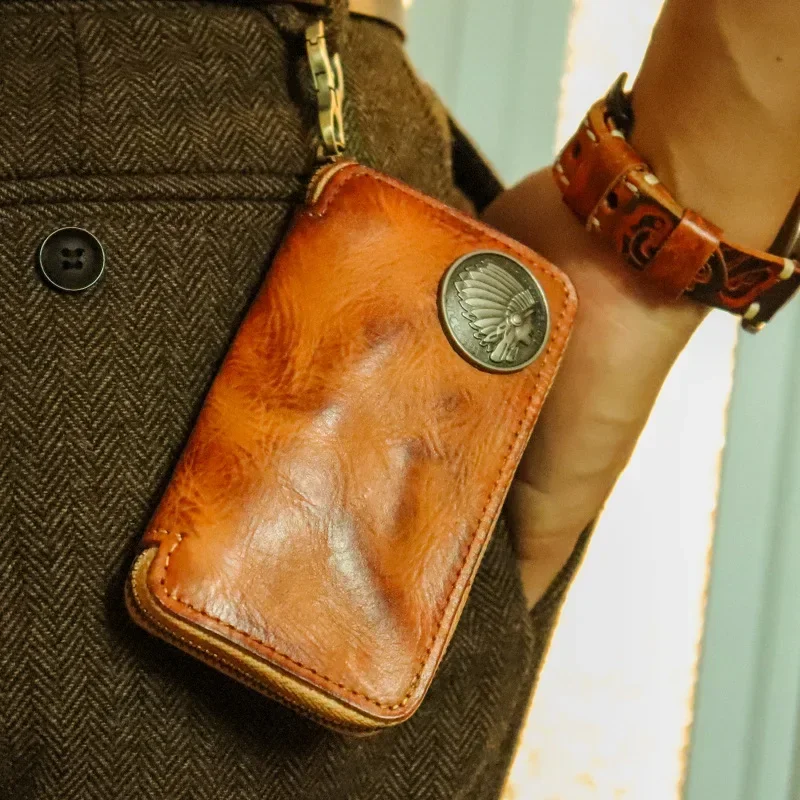 Key Case Key Holder Key Organizer Key Purse Key Protector Genuine Leather Key Wallet Men Car Key Holder Zipper Case Top Quality Male Man Housekeeper Waist Hanging Keys Organizer