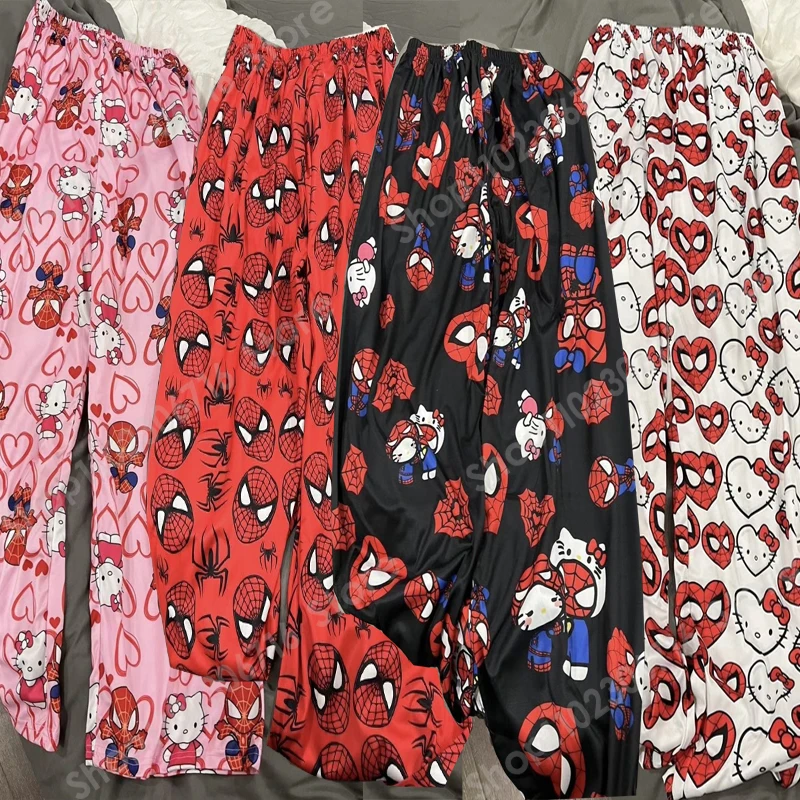 

Kawaii Hello Kitty Spider Y2k Pajama Pants Women Funny Anime Figure Cartoon Cotton Casual Girl Home Break Summer Pants Men Gift