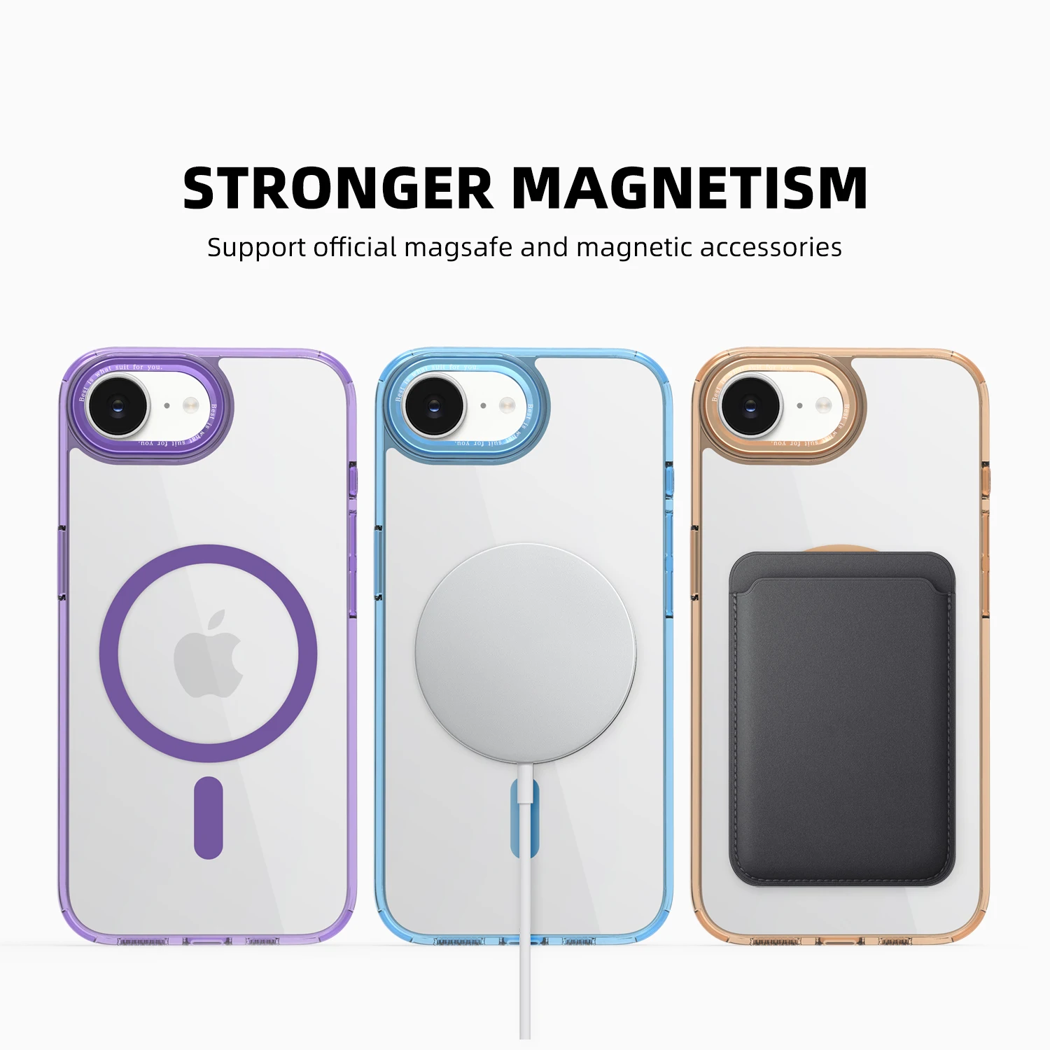 Clear Color Magnetic Metal Keys Anti-Drop & Anti-Fingerprint Phone Case