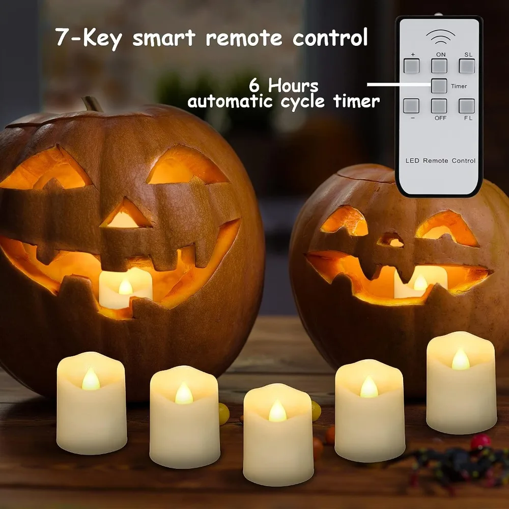 6 luci a forma di zucca di Halloween candele LED a batteria