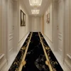 Luxury Golden Corridor Carpet Hotel Hallway Runner Decoration Rugs Living Room Aisle Customizable Non-slip Washable Floor Mat 4