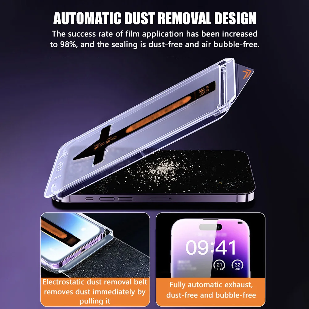4-Pack Anti-Spy Tempered Glass Screen Protector with Easy Installation and Dust-Free Privacy