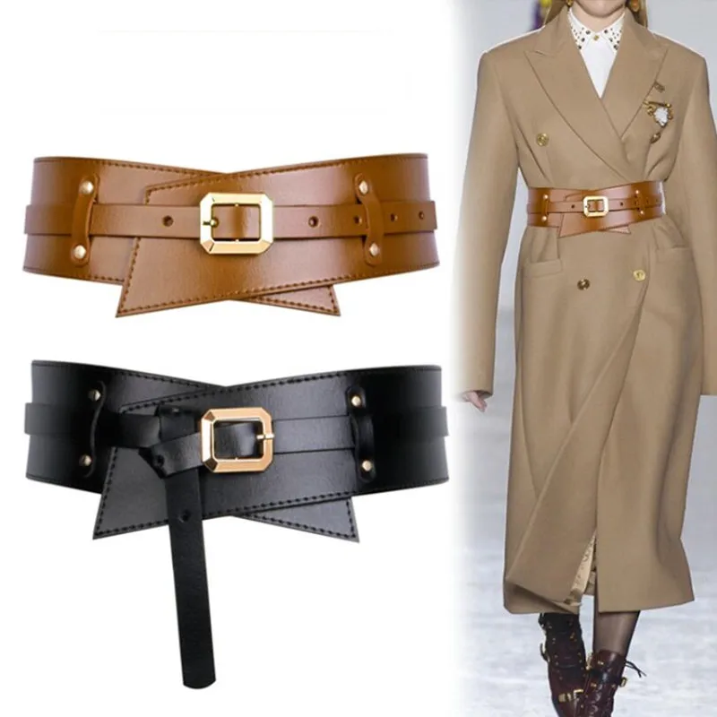 New Women Wide Belt High Quality Genuine Leather Belts Luxury All-match Coat with Skirt Waist Constricting Waistband Waist Seal