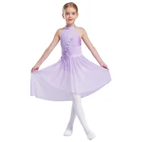 Applique Girls Lyrical Contemporary Dancewear High-Low Chiffon Splice Skirted Fancy Skating Gymnastic Costume Ballet Dresses - Image 3