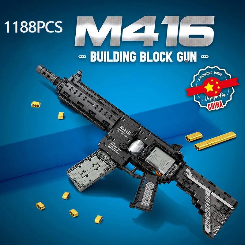 1188PCS M416 Rifle Building Block Model City Police Military Weapon Series Gun Puzzle Assembly Bricks Toys For Boy Child Gift 1