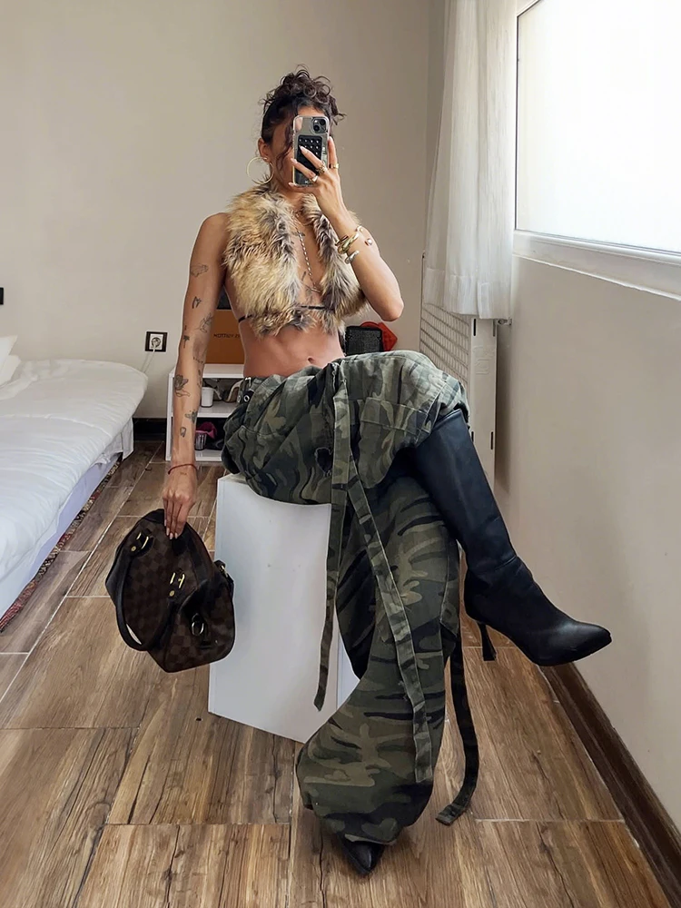 Women Fluffy Halter Vest for Party and Night Out