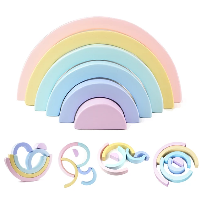 DIY Rainbow Building Blocks Creative Stacking Balance Game Arched Building Blocks Montessori Early Childhood Education Toy Gift 1