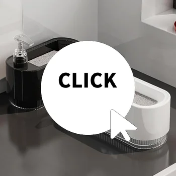 ชุดจ่ายสบู่ล้างมือและล้างจาน ที่ใส่ฟองน้ำ 2-in-1 ที่ปั๊มสบู่แบบตั้งโต๊ะสำหรับอ่างล้างจานในครัว 1