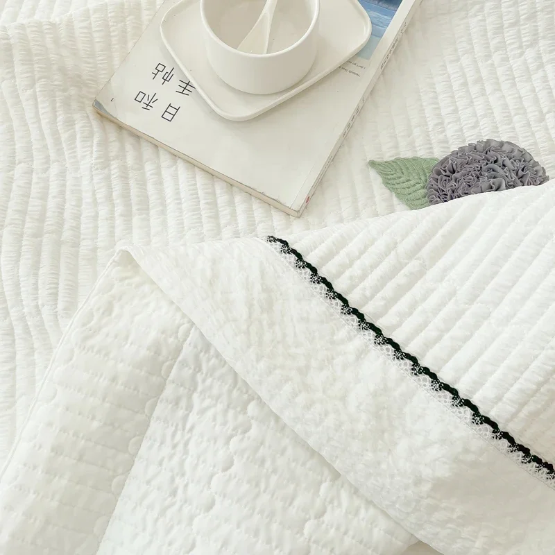 French Style Quilted Summer Comforter Set Elegance Princess Bubble Yarn Air Conditioning Quilt Set Skin-friendly Blanket Summer summer quilt summer quilt set