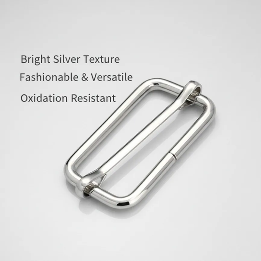 10pcs Metal Triglide Slides Rectangle Adjustable Webbing Slider Strap Pin Buckle for Belt Bags Luggage DIY Craft Accessories