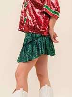 Women Summer Mini Skirt Casual Sparkling Sequins Elastic A-Line Skirt for Beach Vacation Club Streetwear - Image 6