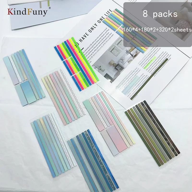 KindFuny 투명 스티커 메모장, 메모장, 메모 패드, 메모 인덱스, 포스트잇 북, 메모장, 학교 사무실 문구 용품, 8 팩