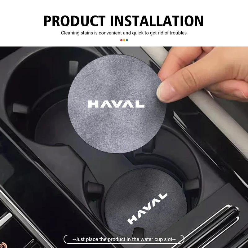 2pcs Car Coaster Drink Bottle Holder Anti-slip Mat Water Cup Pad For Haval H6 Dargo M6 H9 H6S F7 F7X Jolion X DOG XY