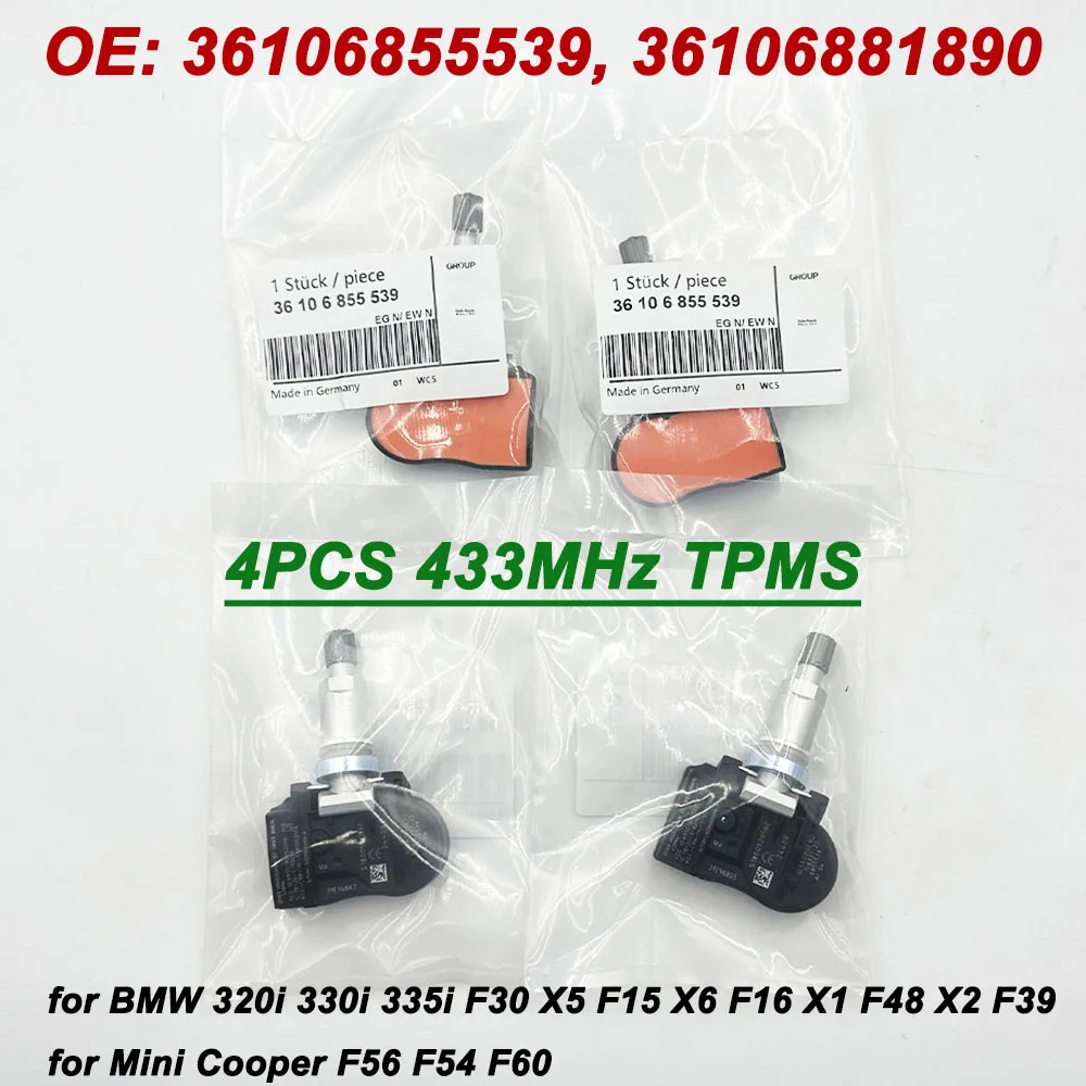 

4 шт. 433 МГц TPMS для Mini Cooper F56 F54 F60 R56 B-MW F20 F30 X5 X6 F15 36106855539 6855539 36106881891 36106856209 36106881890