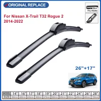 For Nissan X-Trail T32 Rogue 2 2014-2022 Car Front Rear Wiper Blades Soft Rubber Windscreen Wipers Auto Windshield 26"+17" 1
