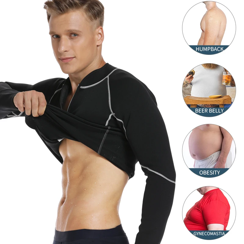 Men's Hot Sweat Weight Loss Shirt Corset Shapewear Fitness Neoprene Body Shaper Sauna Jackets Suit Waist Training Blouses Fajas