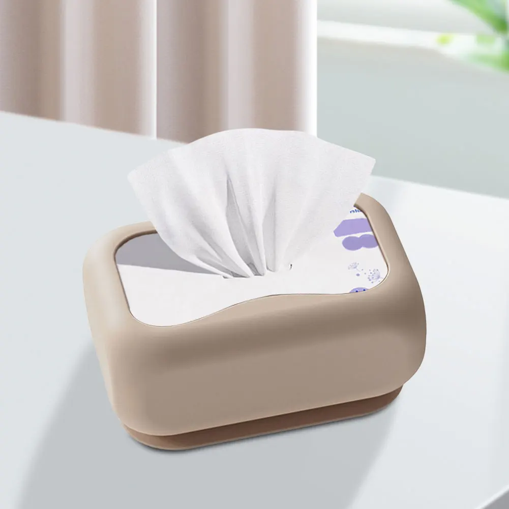 Silicone Tissue Box Holder Dustproof Wall-Mounted Napkin Storage Box Tissues Dispenser for Kitchen Living Room Office Car 4