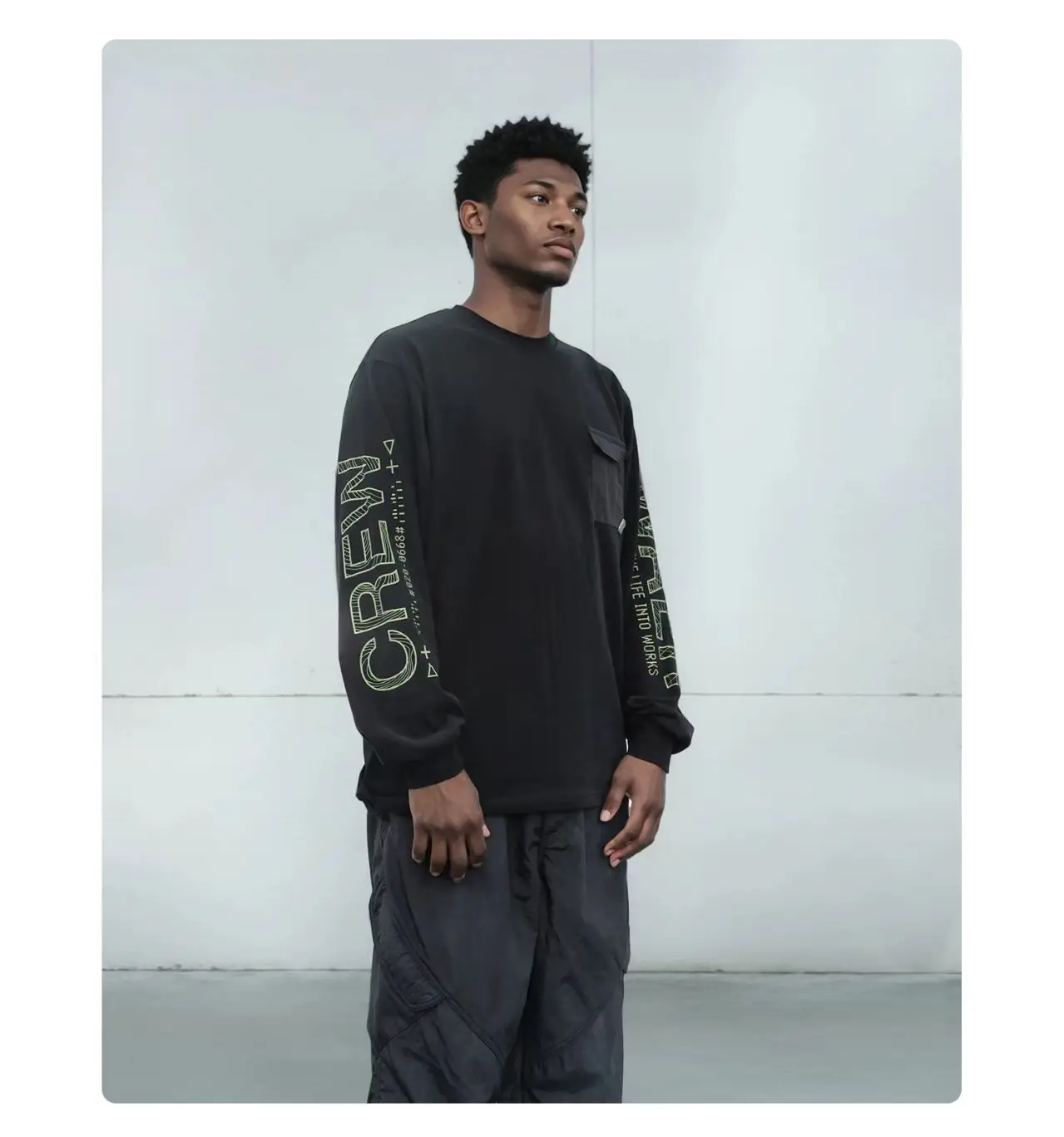 Whyworks 25aw Tech Print High-Density Combed Cotton Basic Longlseeve casual