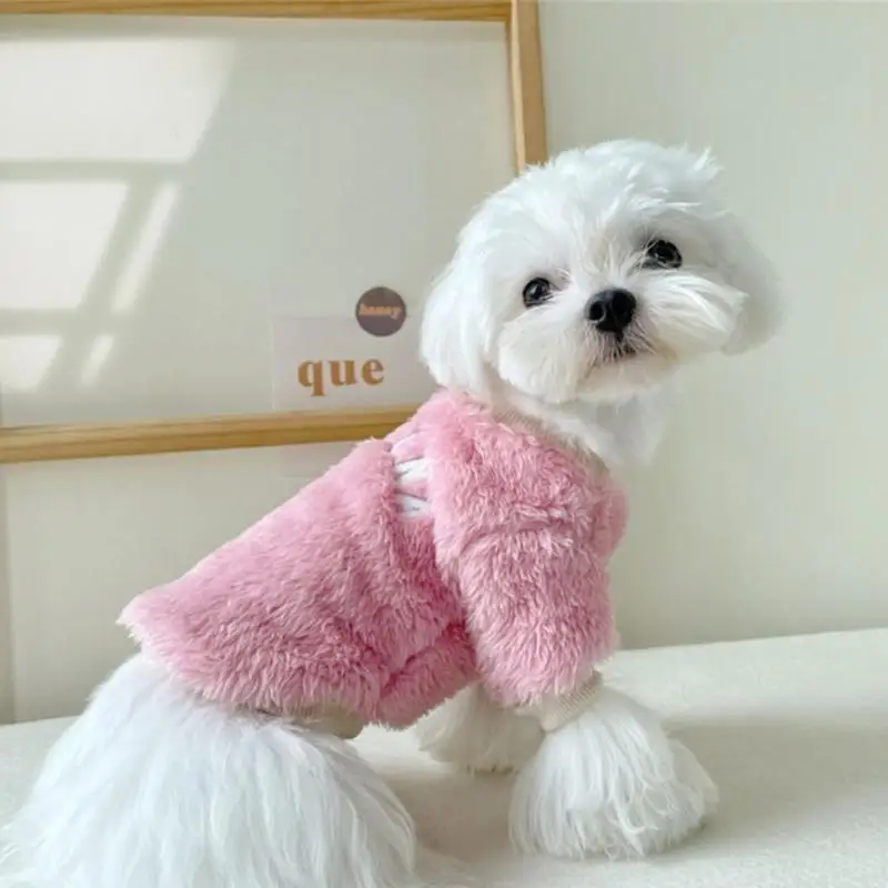반려동물 봉제 점프수트, 중형 소형견 옷, 따뜻한 벨벳, 달콤한 잠옷, 새끼 고양이 강아지, 귀여운 풀오버, 치와와, 가을, 겨울