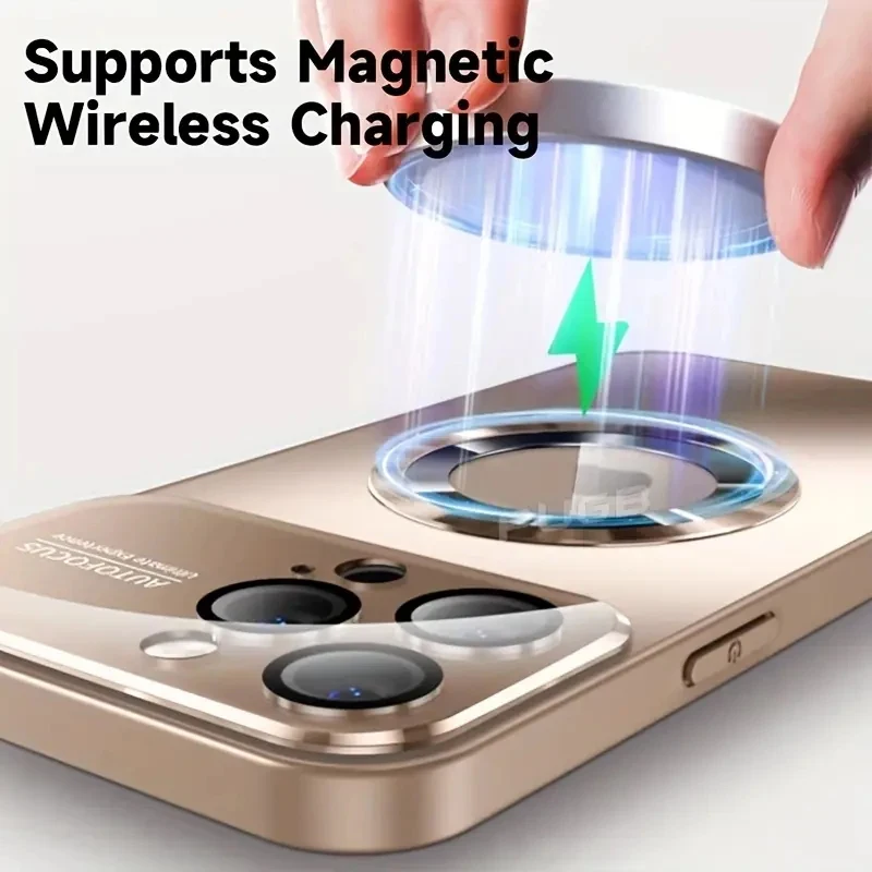 Sleek Titanium Magnetic Phone Case with Matte Finish and Wireless Charging Protection