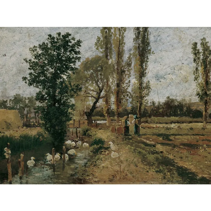 Vintage French Country Meadow Canvas Painting Wall Art