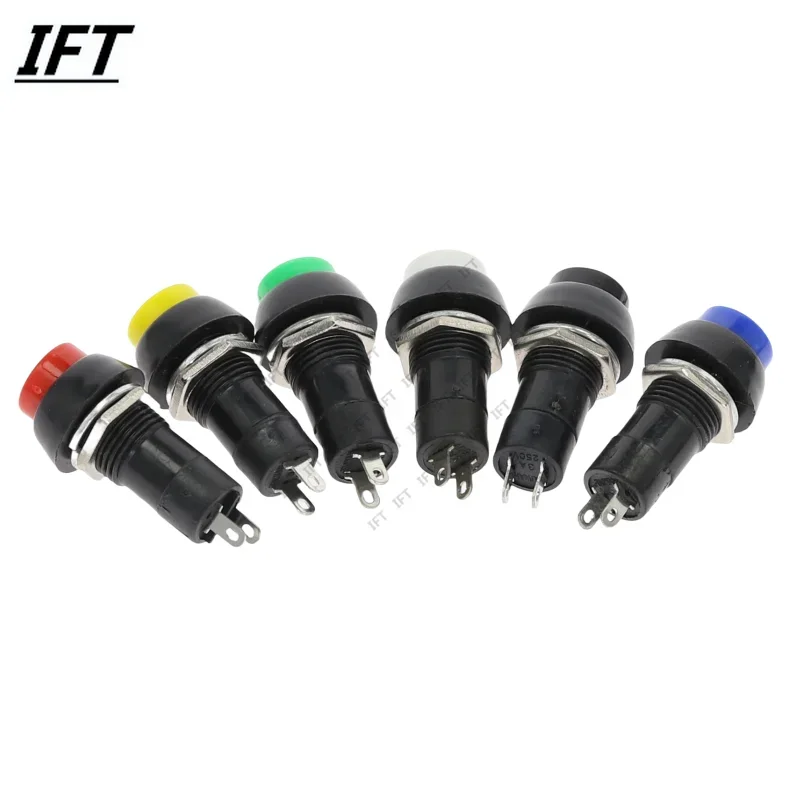 6PCS PBS-11A PBS-11B 12mm self-locking / Self-reset Plastic Push Button Switch Latching Momentary Switchs 3A 250V AC 2PIN 6Color - 2
