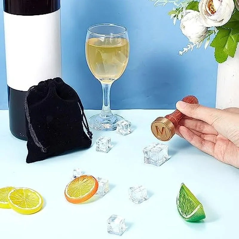 M 아이스 스탬프 레터 아이스 큐브 스탬프, 탈착식 황동 헤드 및 목재 손잡이가 있는 아이스 브랜딩 스탬프, 빈티지 아이스 스탬프