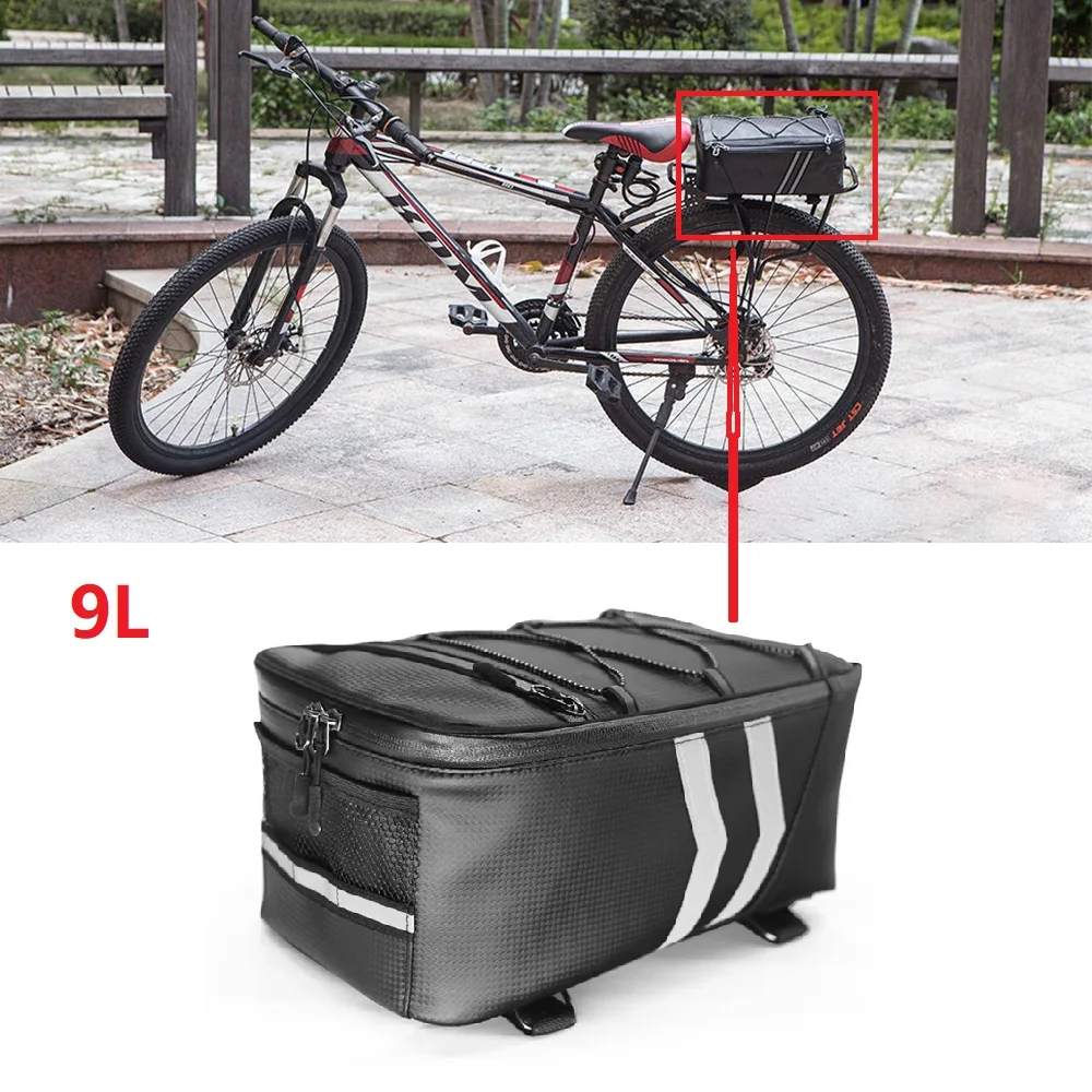 

9L Bicycle Piggyback Bag Rear Seat Bag Storage Storage Box Bicycle Rear Shelf PU Waterproof Bag Riding Supplies Equipment