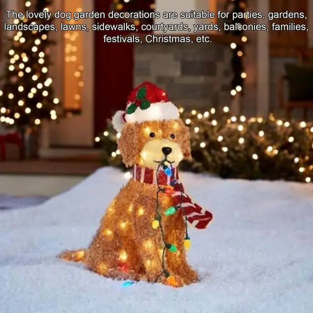 Goldendoodle Holiday Karácsony Led Light Up Fluffy Doodle Dog Dekoráció Könnyű Húrral A Kültéri Udvar Kerti Dekorációhoz - Image 5