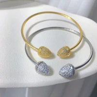 Fashion Arab Dubai Style Bracelet Luxurious Jewelry Copper Micro Inlay Zircon Oval Bangle Wedding Gift Jewelry for Women 2