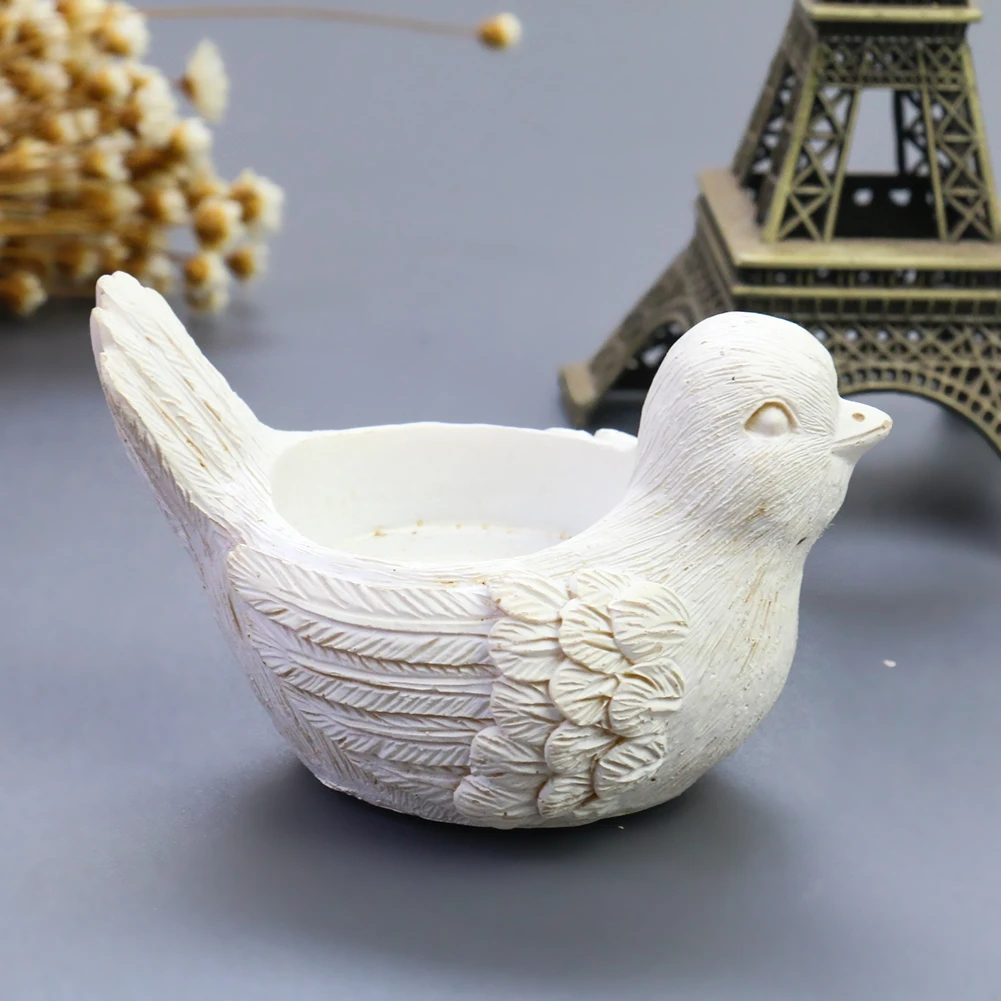 CuteWhitePeaceDoveBirdPigeonsResinOrnamentCandleholderTealight