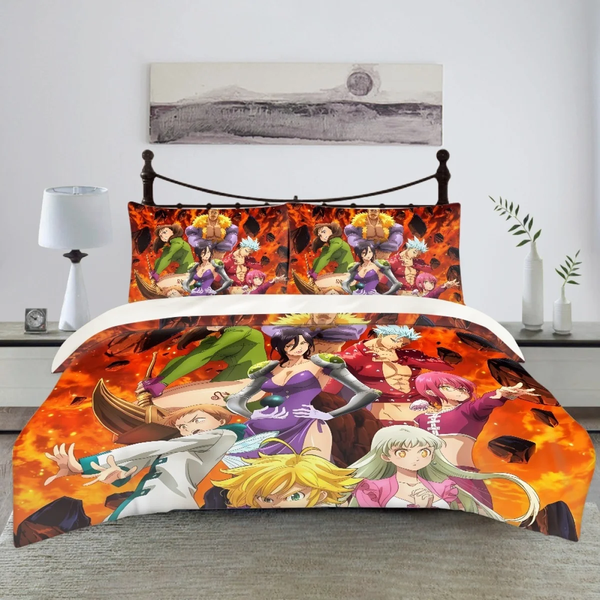 

TOADDMOS Seven Deadly Sins 3D Cartoon Duvet Cover Bedding Set Bed Comfortable Double Bed Set Comforter Summer Quilt King Size