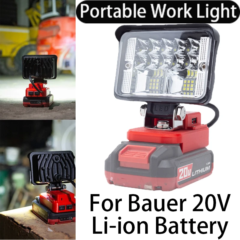 

For Bauer 20V Li-Ion Battery Cordless LED Work Light Familiale Camping Outdoor Travel Light Fast Charging USB Portable lantern