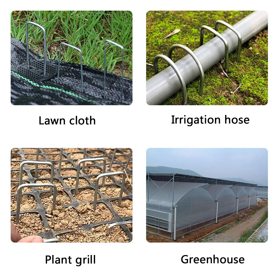 Garden Netting Fixed Pegs Stake U-Shaped Nail Pins Pile Lawn Turf Anti-Bird Mesh Fixing garden staples