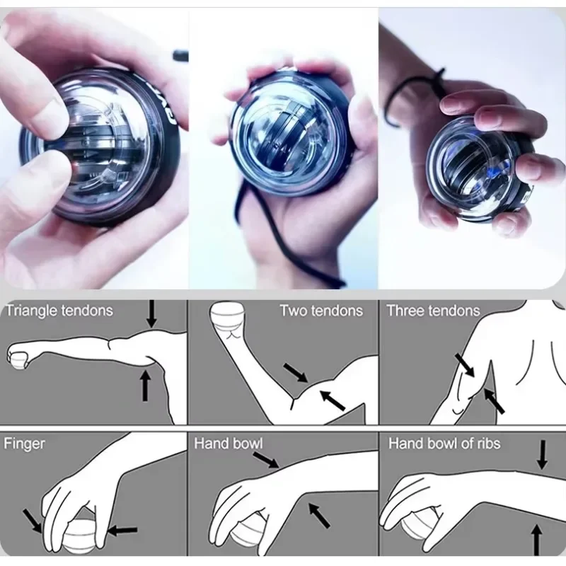 Gyro Ball for Strengthen Arms Fingers Wrist Bone Wrist Trainer Ball Auto-Start Strengthener Gyroscopic Forearm Exerciser hand strengthener,forearm exerciser,gyro ball,wrist exerciser,hand grip strengthener,gyro wrist ball,hand grip trainer,arm wrestling equipment