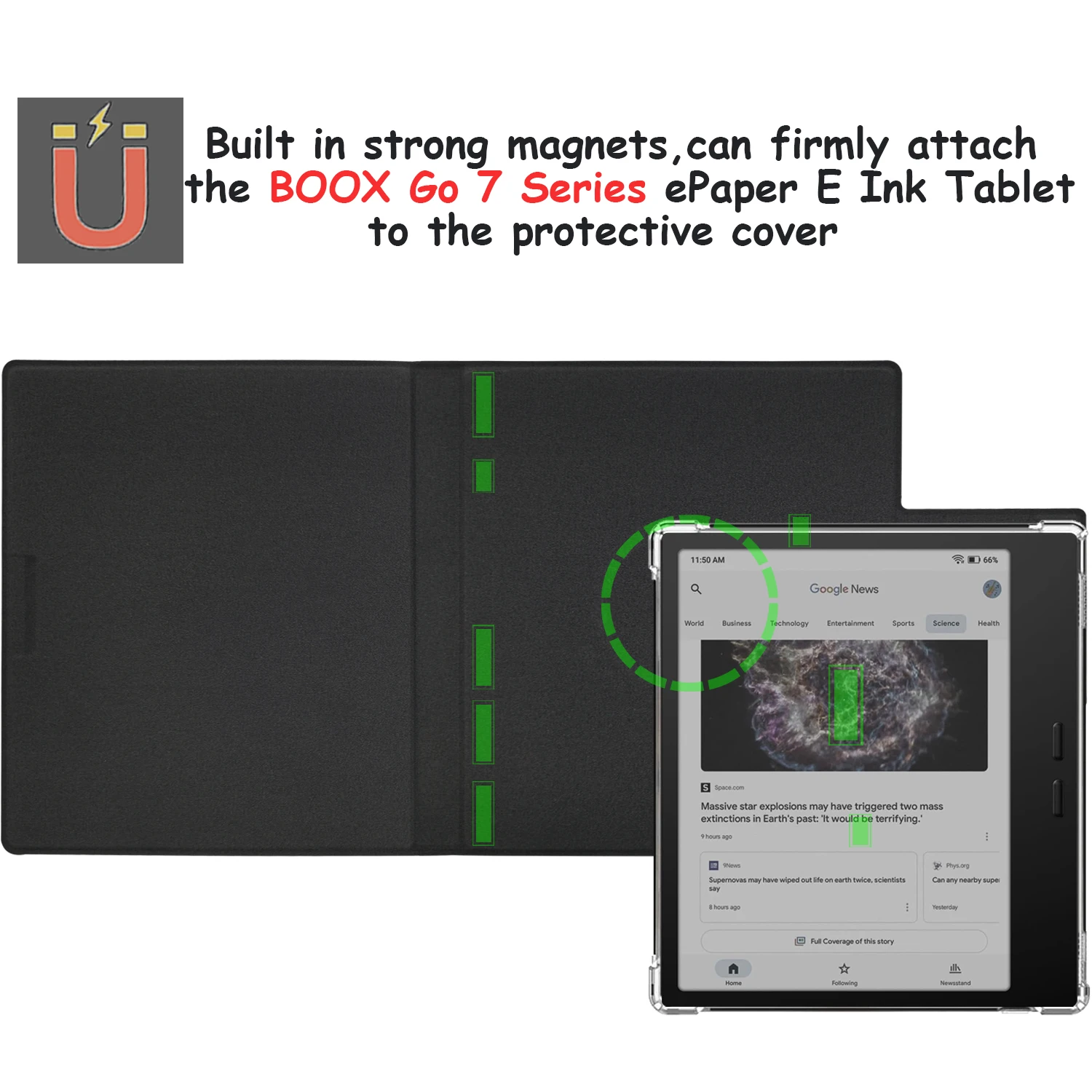 Magnetic Detachable Flip Cover with Built-in Pen Holder and Auto Sleep/Wake Function