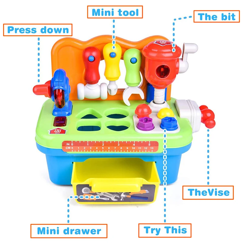 Children Simulation Electric Drill Screw Pretend Repair Games Boys Repair Tool Table Disassembly Screw Play House Pretend Toys
