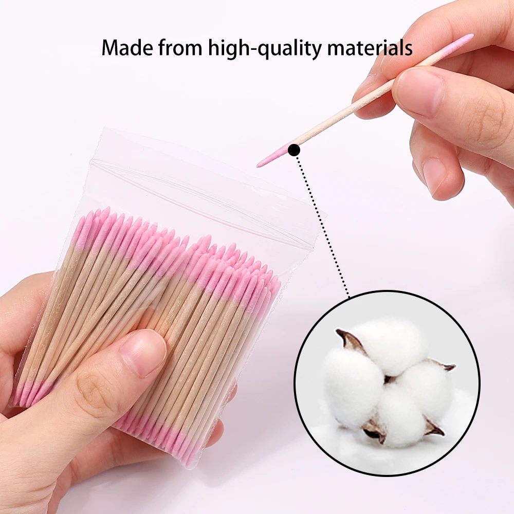 1/2/5/10Pc Nails Wood Cotton Swab Clean Sticks Bud Tip Wooden Cotton Head Manicure Detail Corrector Nail Polish Remover Art Tool 3