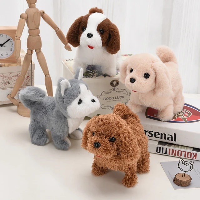 PVCS Simulation peluche électrique chiot jouet pour animaux de compagnie  chien peut marcher et appeler jouet chien cadeau pour enfants pour les  enfants