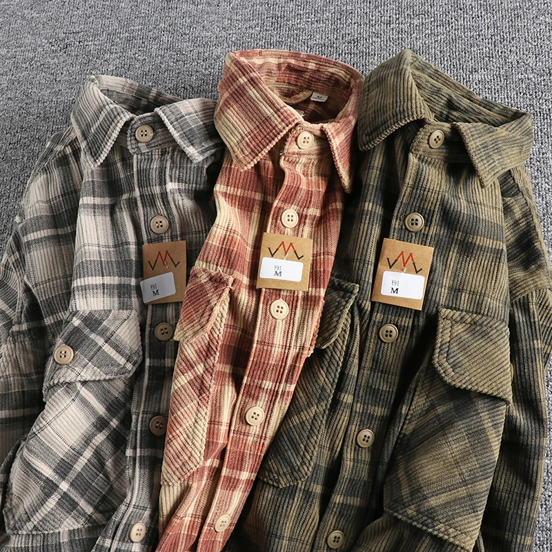 Spring New American Retro Long-Sleeve Lapel Brushed Fabric