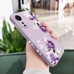 Elegant Peony Liquid Silicone Phone Case for Redmi 10 5G (Light Purple)