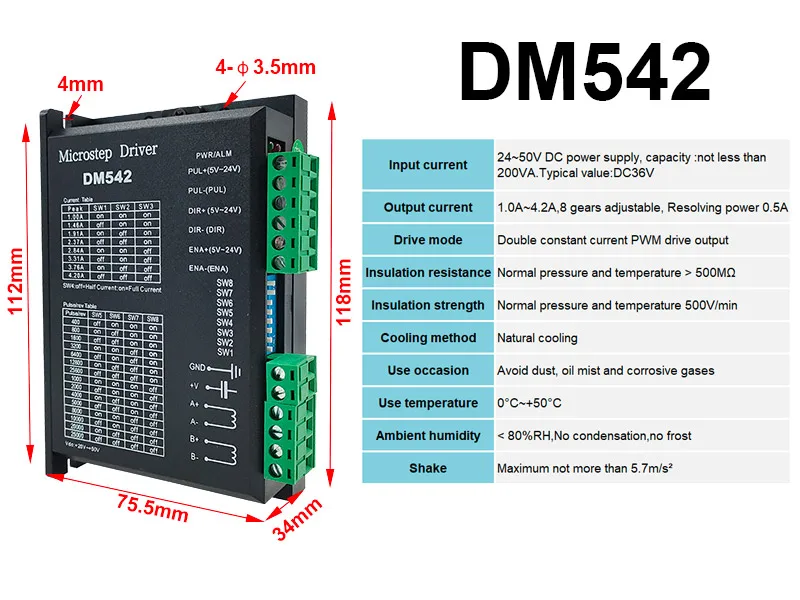 Description Picture 3 of itemMicrostep Driver DM542 DM556 DM860H DM860A Driver For Nema17 Nema23 Nema34 42/57/86 Stepper Motor