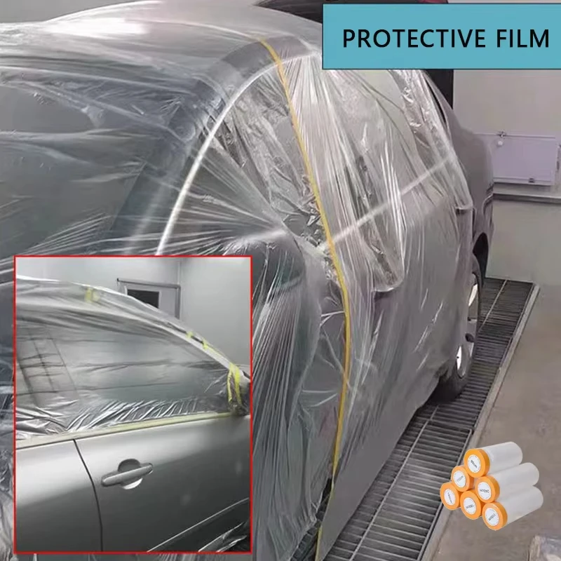 Pellicola per mascheratura per vernice per auto, pellicola per mascheratura preincrosta, rotolo di pellicola protettiva adesiva per vernice per coprire il battiscopa, cornici, carrozzeria auto - Image 2