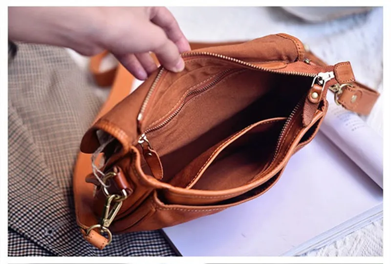 Fashion luxury handmade genuine leather women crossbody bag outdoor casual designer high quality real cowhide party shoulder bag