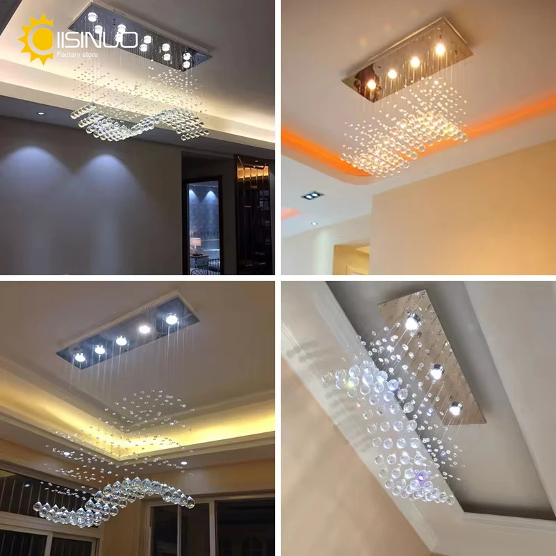 Crystal ball lamp Postmodern light luxury restaurant dining room crystal chandelier bead curtain partition rectangular shop high-end pendant light