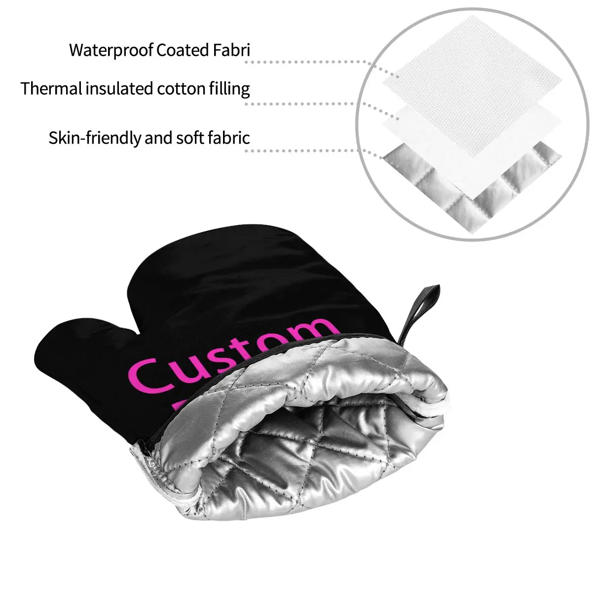 Custom Photo Logo Oven Mitts and Pot Holders Heat Resistant Kitchen Gloves Potholders 4pcs Sets for Cooking Baking Grilling