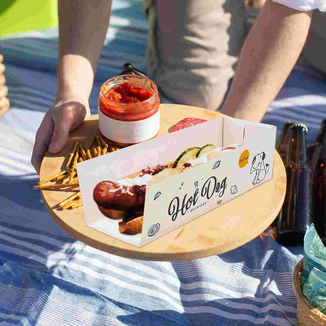 Papír Hot Dog Tálcák Eldobható Snack Dobozos Csónakok Tálca Tartók Tartályok Dobozok Csomagolása Konténer Hotdog Lemez Kutyák Tányérok - Image 5